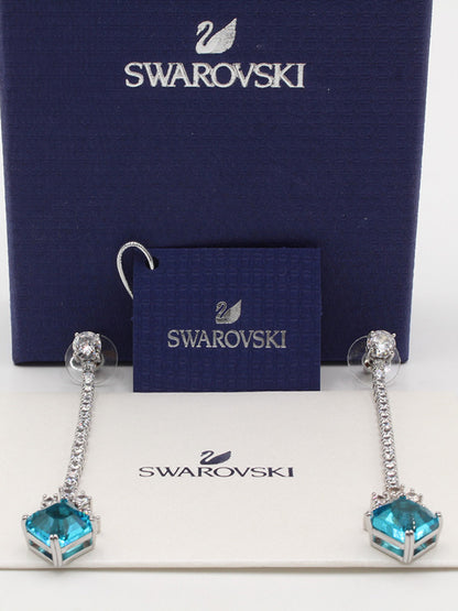 حلق سواروفسكي لونق بيق بلو سكوير حلق Swarovski