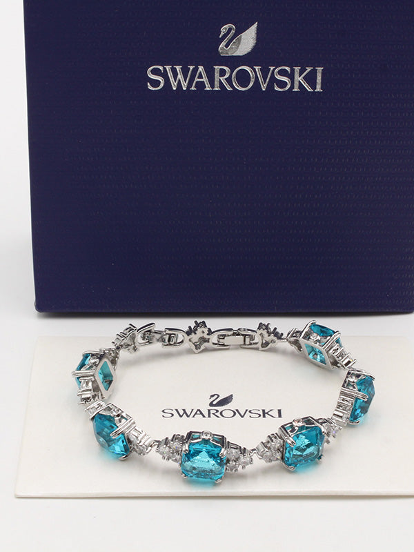 اساور سواروفسكي بيق بلو سكوير ستونز اسواره Swarovski سماوي فضي