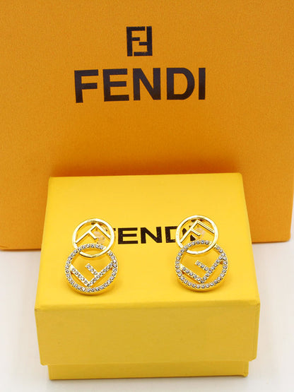 حلق ديور مدور زركون حلق fendi ذهبي