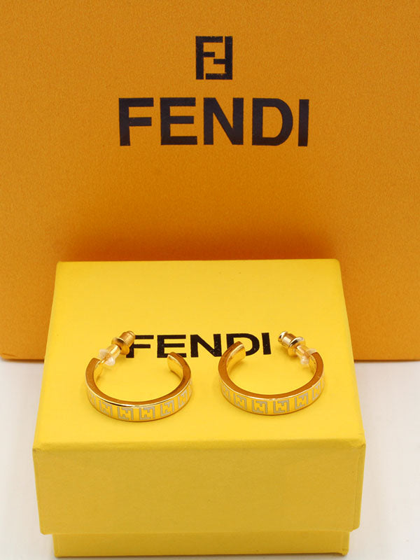 حلق ديور دائري ملون حلق fendi ابيض ذهبي