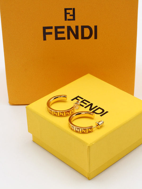 حلق ديور دائري ملون حلق fendi بني ذهبي