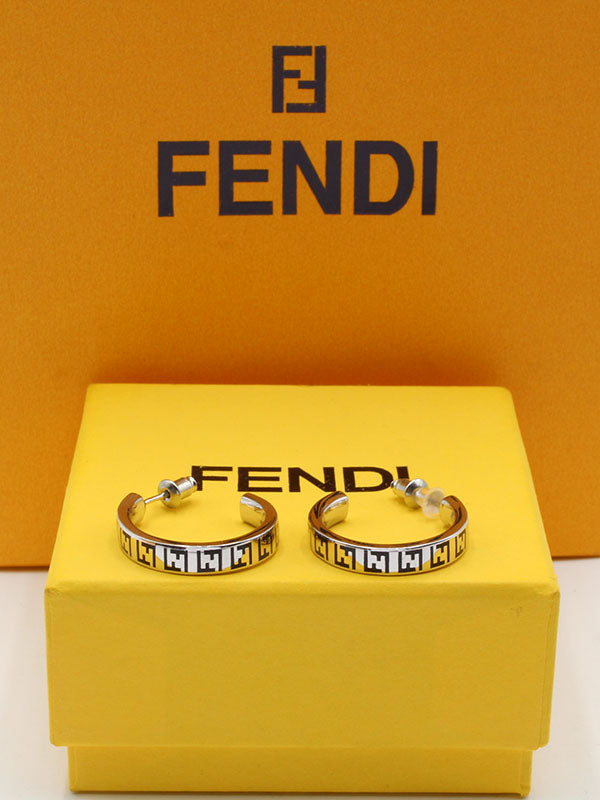 حلق ديور دائري ملون حلق fendi اسود فضي