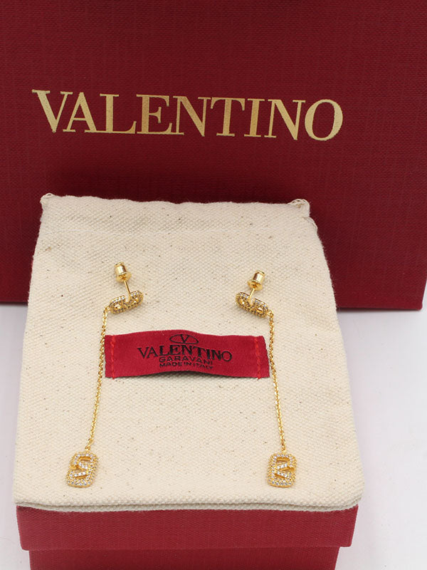 حلق فالنتينو كرستال طويل حلق VALENTINO ذهبي