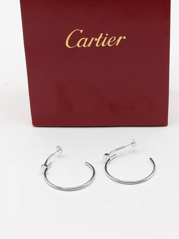 حلق كارتير مدور كبير لوقو حلق CARTIER فضي 