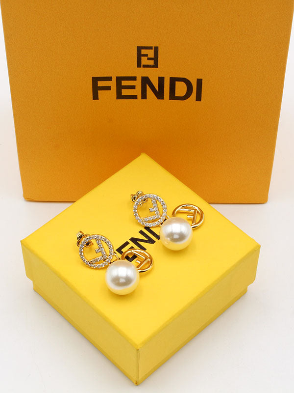 حلق فندي بيرل لولو زركون حلق fendi