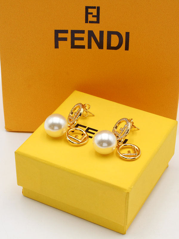 حلق فندي بيرل لولو زركون حلق fendi