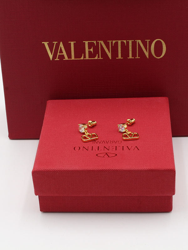 حلق فالنتينو زركون ستون ذهبي صغير حلق VALENTINO