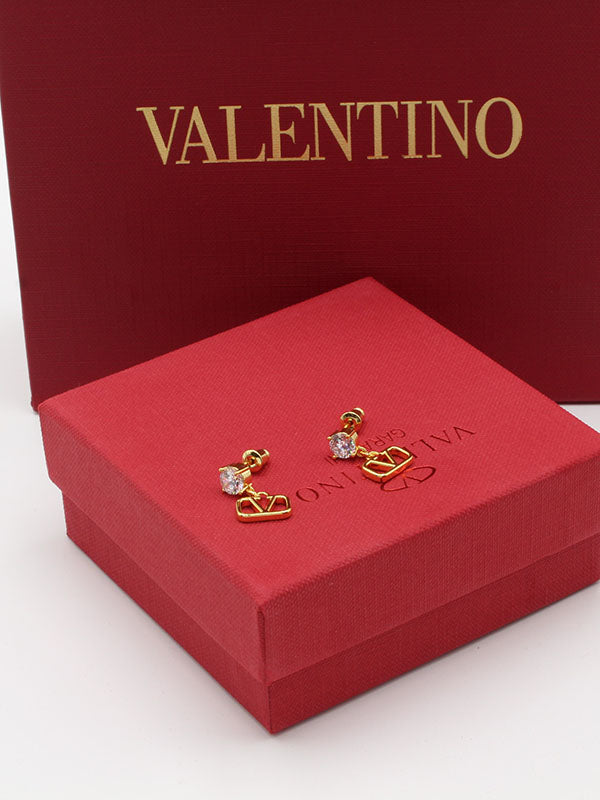 حلق فالنتينو زركون ستون ذهبي صغير حلق VALENTINO