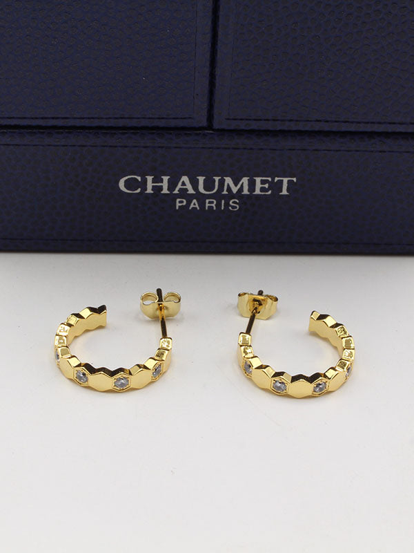 حلق شومية زركون كيرف لوقو حلق chaumet ذهبي