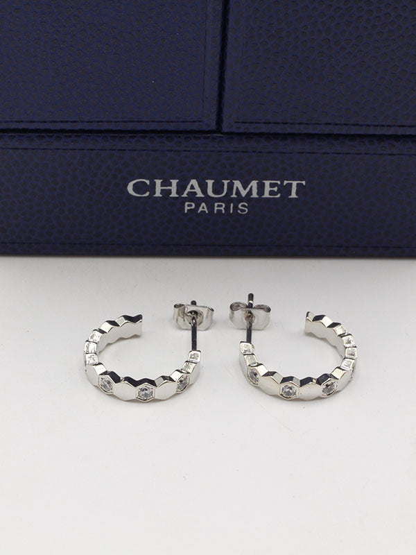 حلق شومية زركون كيرف لوقو حلق chaumet فضي