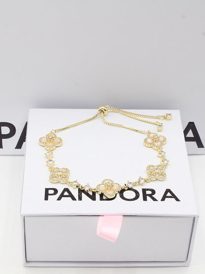 اسوارة باندورا فلاور اسواره pandora ابيض ذهبي