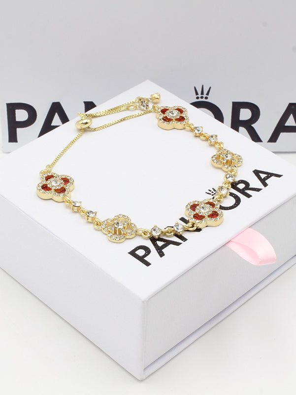 اسوارة باندورا فلاور اسواره pandora عنابي ذهبي