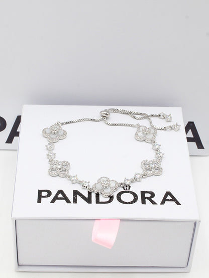 اسوارة باندورا فلاور اسواره pandora ابيض فضي