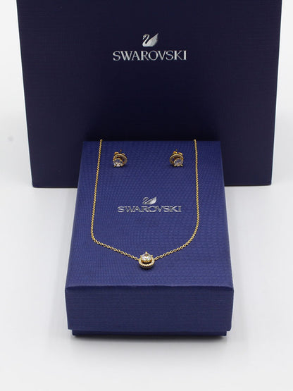 طقم سواروفسكي 2 قطع ذهبي اطقم Swarovski  