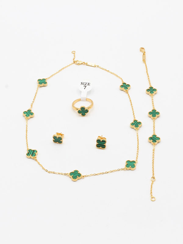طقم فان كليف ورود صغيره شيل اطقم van cleef اخضر ذهبي 6