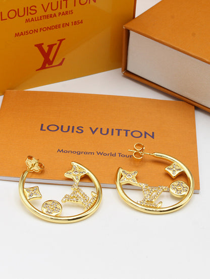 حلق لويس فيتون ملتي لوقو ميتال حلق louis vuitton