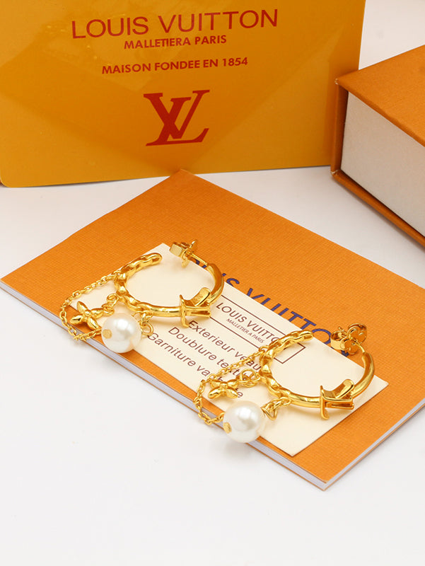 حلق لويس فيتون بيرل مدور وذ شاين حلق louis vuitton