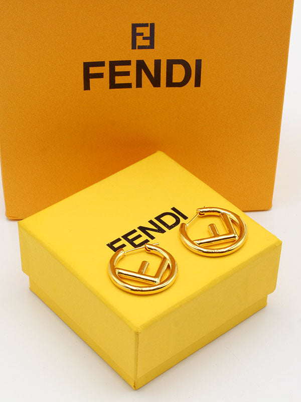 حلق فندي مدور ميتل حلق fendi ذهبي