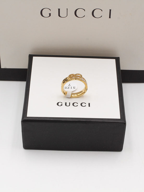 خاتم قوتشي زركون لوقو خواتم gucci ذهبي 6 