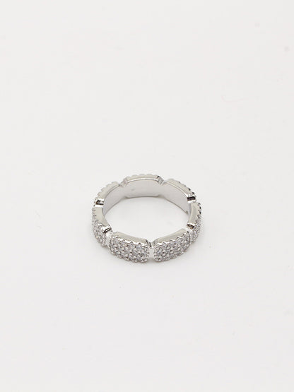 خاتم اي بي ام فل زركون لوقو خواتم APM فضي 6