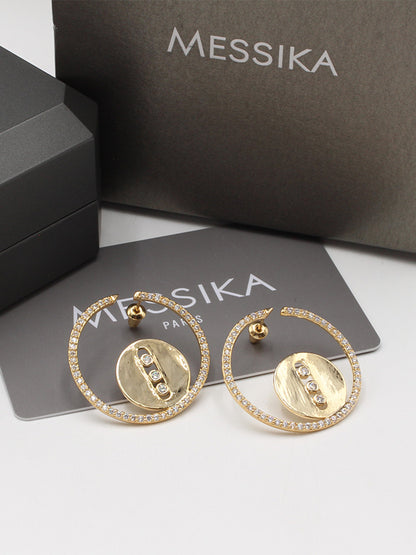 حلق ميسيكا مدور زركون 3 سم حلق messika ذهبي