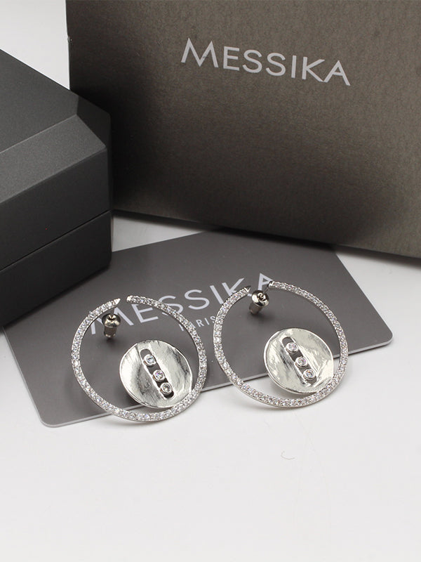 حلق ميسيكا مدور زركون 3 سم حلق messika فضي