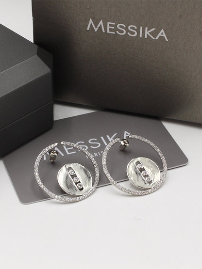 حلق ميسيكا مدور زركون 3 سم حلق messika فضي