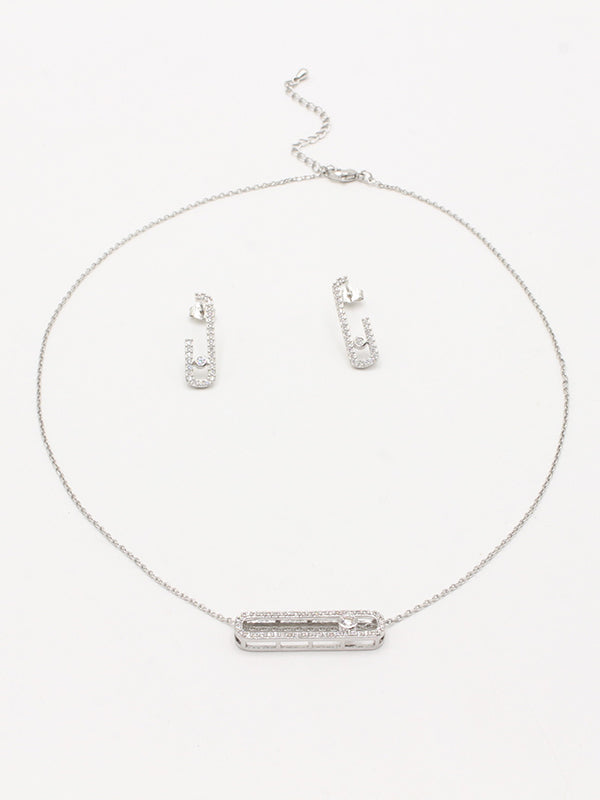 طقم ميسيكا 2 قطع ناعم اطقم messika فضي