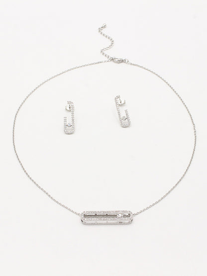 طقم ميسيكا 2 قطع ناعم اطقم messika فضي