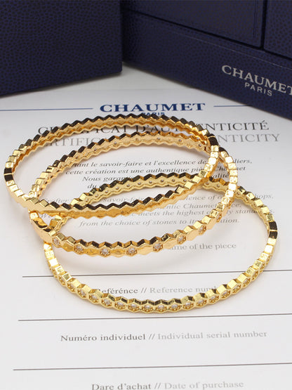 اساور شومية 3 قطع ملونه مقاس 17 اسواره chaumet ذهبي