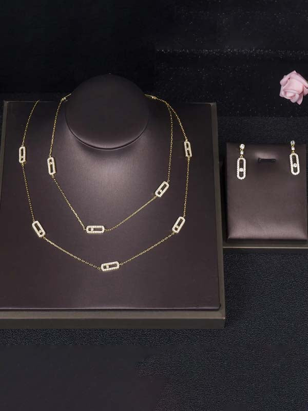 طقم ميسيكا دورين ذهبي زركون 2 قطع اطقم messika ذهبي