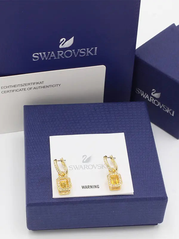 حلق سواروفسكي زركون حلق Swarovski اصفر ذهبي