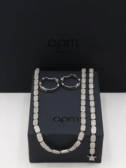 طقم اي بي ام زركون لوقو فضي اطقم APM