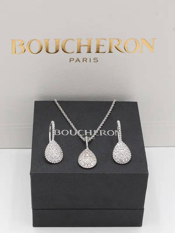 طقم بوشرون زركون دمعه اطقم bucheron فضي