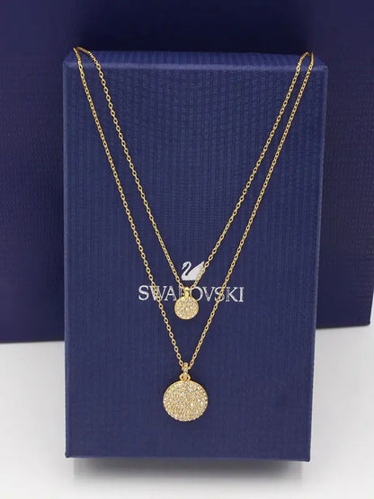 سلسال سواروفسكي ستون دبل لاينز لوقو سلسال Swarovski ذهبي