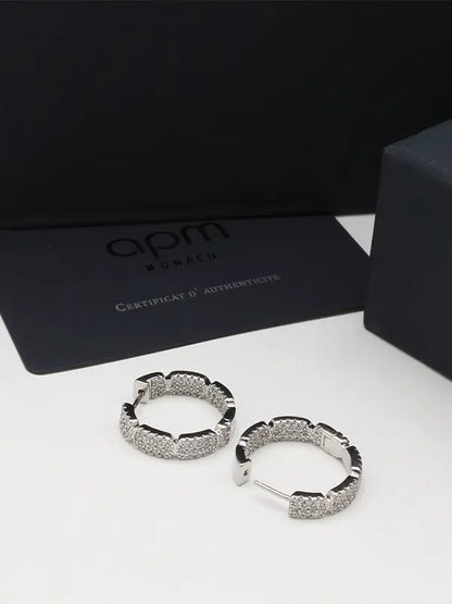 حلق اي بي ام الجديد فضي فل زركون لوقو حلق APM