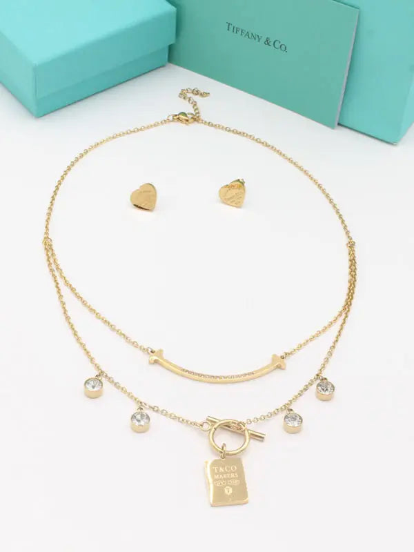 طقم تيفاني ميتال دبل شاين ستونز اطقم tiffany