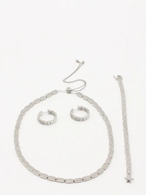 طقم اي بي ام زركون لوقو فضي اطقم APM