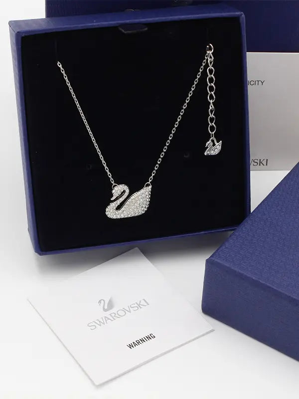 سلسال سواروفسكي سوان كرستال سلسال Swarovski فضي 2