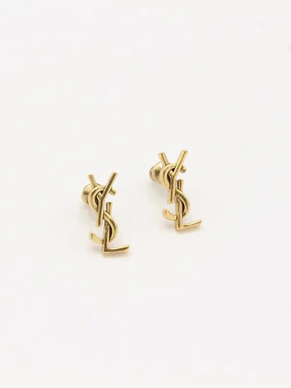 حلق ايف سان لوران برونزى صغير حلق ysl