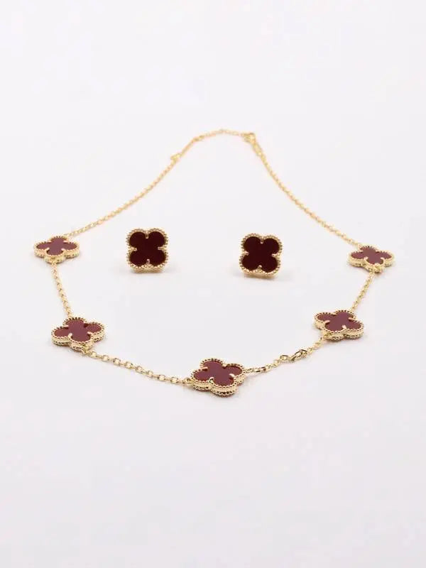 طقم فان كليف شيل 2 قطع اطقم van cleef عنابي