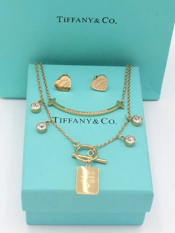 طقم تيفاني ميتال دبل شاين ستونز اطقم tiffany