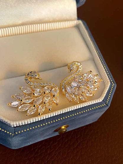 حلق سواروفسكي سوان فضي حلق Swarovski