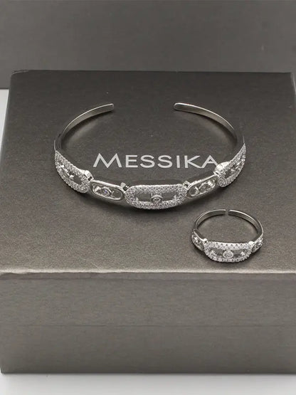 اسواره وخاتم ميسيكا زركون 783 اسواره messika فضي
