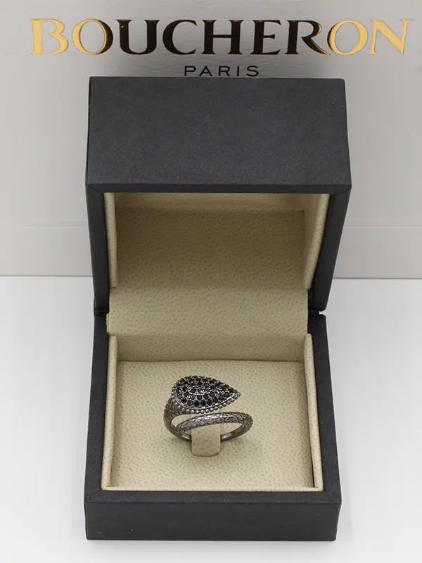 خاتم بوشرون زركون كبير خواتم bucheron اسود