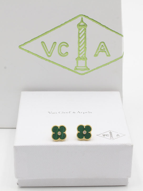 حلق فان كليف ستون لوقو حلق van cleef اخضر ذهبي