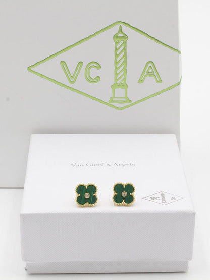 حلق فان كليف ستون لوقو حلق van cleef اخضر ذهبي