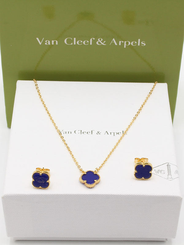 طقم فان كليف ناعم 2 قطع اطقم van cleef ازرق ذهبي