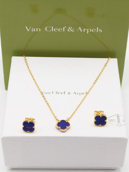 طقم فان كليف ناعم 2 قطع اطقم van cleef ازرق ذهبي