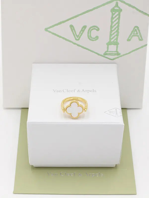 خاتم فان كليف الجديد متحرك وجهين لوقو خواتم van cleef ابيض ذهبي 7